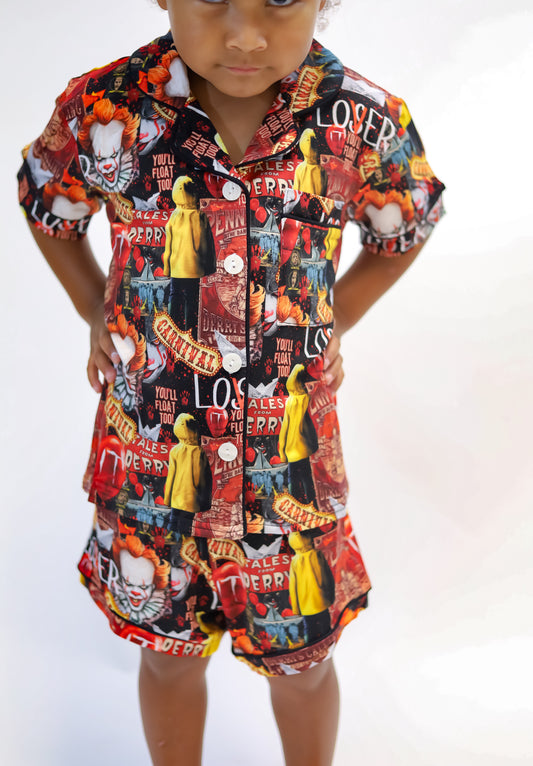 Clown Button Up Short Set