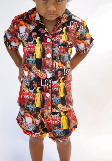 Clown Button Up Short Set