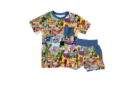Dog Scenes Pocket Tee Set