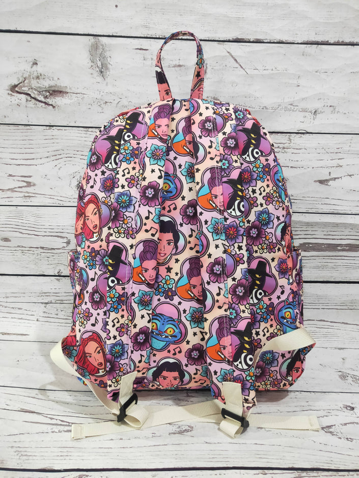 Flower Printed  Girls Book Backpack